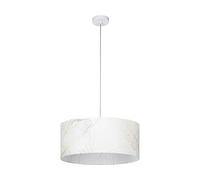 Eglo lampada a sospensione Bucamaranga, luce sospesa rotonda in tessuto, illuminazione per soggiorno e sala da pranzo in tessuto bianco con decoro in oro, attacco lampadina E27