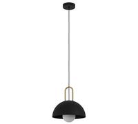 Eglo lampada a sospensione Calmanera, a luce singola, in metallo nero, ottone spazzolato, illuminazione per tavolo da pranzo e soggiorno, presa E27