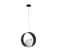 Eglo Lampada a sospensione Camargo, 1 fiamma, elegante lampada a sospensione in acciaio e vetro nero e bianco, lampada da tavolo da pranzo, lampada da soggiorno sospesa con portalampada E27