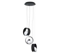 Eglo Lampada a sospensione Camargo, 3 luci, elegante, lampada a sospensione in acciaio e vetro nero e bianco, lampada da tavolo da pranzo, lampada da soggiorno sospesa con portalampada E14