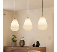 EGLO Lampada a sospensione Caprarola, lunghezza 90 cm, color sabbia, a 3 luci, 900813