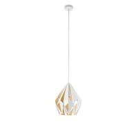 EGLO Lampada a sospensione Carlton 1, lampada a sospensione per tavolo da | Lampada da soffitto a sospensione, in acciaio bianco, oro miele, attacco E27