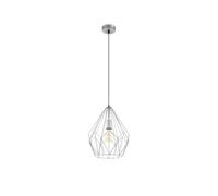 Eglo Lampada a sospensione Carlton, lampada a sospensione a uno punto luce vintage, lampada a sospensione retrò in acciaio, argento, attacco E27