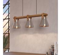 EGLO Lampada a sospensione Cawton, lunghezza 76 cm, acciaio/marrone, a 3 luci, EGLO