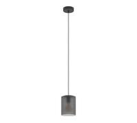 Eglo Colomera Lampadario a sospensione per tavolo da pranzo, elegante lampadario per sala da pranzo in metallo nero e vetro fumé, attacco E27, diametro 15 cm