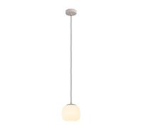 Eglo Lampada a sospensione Cominio, illuminazione a sospensione singola sopra il tavolo da pranzo, luce da sala in vetro satinato e metallo color taupe, sistema di luce con portalamp