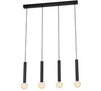 Eglo Lampada a sospensione Cortenova, lampada a 4 luci stile industriale, lampada a sospensione in acciaio nero, lampada da tavolo da pranzo, lampada da soggiorno sospesa con portalampada E27