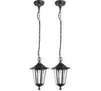 Eglo Lampada a sospensione da esterno Laterna 4, lampada da esterno uno punto luce, lampada a sospensione in alluminio pressofuso e vetro, nero, E27, IP44 (Confezione da 2)