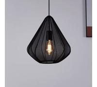 EGLO Lampada a sospensione Dolwen, per illuminare il tavolo da pranzo, stile giapponese, paralume in tessuto e metallo nero, attacco E27, diametro 33,5 cm