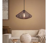 EGLO Lampada a sospensione Dolwen, per illuminare il tavolo da pranzo, stile giapponese, paralume in tessuto e metallo nero, attacco E27, diametro 42,5 cm