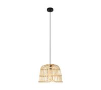 Eglo lampada a sospensione Glyneath, lampada sospesa a luce singola per tavolo da pranzo, in rattan intrecciato naturale, attacco E27