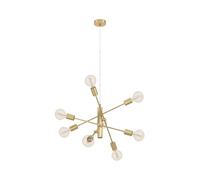 Eglo lampada a sospensione Gradoli 1, a 8 luci, in metallo in ottone spazzolato, illuminazione per tavolo da pranzo e soggiorno, presa E27, Ø 71 cm