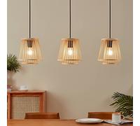 EGLO Lampada a sospensione Hykeham, lunghezza 91 cm, naturale, a 3 luci, bambù EGLO