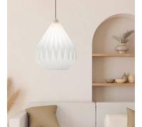 Eglo Minting - Lampada a sospensione da appendere sopra il tavolo da pranzo, con paralume plissettato, in metallo nero e carta bianca, con attacco E27, diametro 45 cm
