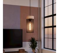 Lampadario A Sospensione Vintage Kilnsdale Acciaio Nero Legno 1 Luce E27