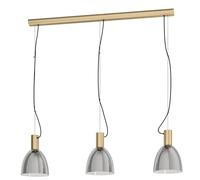 Eglo lampada a sospensione Lebalio, vintage 3 luci, acciaio brunito e vetro