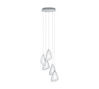 EGLO lampada a sospensione LED Amonde, 5 luci dimmerabile, moderna in | alluminio e plastica satinata, per sala da pranzo e soggiorno, cromata e bianca