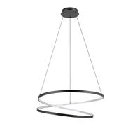 EGLO Lampada a sospensione LED Ruotale, per tavolo da pranzo, sala da pranzo, anello oscillante in metallo nero, luce bianca calda, diametro 70 cm