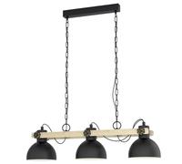 EGLO Lampada a sospensione Lubenham, nero/legno chiaro, lunghezza 90 cm, a 5 luci. EGLO