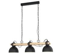 Lampada a Sospensione in Legno 3 Luci Nera Lubenham Eglo