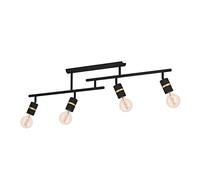 Eglo lampada a sospensione Lurone, lampada sospesa per tavolo da pranzo con 4 faretti orientabili, illuminazione per sala da pranzo in metallo in nero e ottone, attacco E27