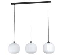 EGLO Lampada a sospensione Mantunalle, lunghezza 120 cm, bianco/nero, a 3 luci. EGLO