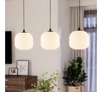 EGLO Lampada a sospensione Mantunalle, lunghezza 120 cm, bianco/nero, a 3 luci. EGLO