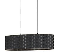 Eglo Lampada a sospensione Marasales, lampada a sospensione a due fiamme, tessuto in nero e metallo in ottone, lampada da tavolo da pranzo, lampada da soggiorno E27, L 78 cm