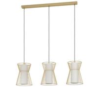Eglo lampada a sospensione Maseta, illuminazione a sospensione a tre luci, luce a sospensione in metallo in oro e vetro opalino, lampada da soggiorno, presa E27