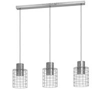 Eglo lampada a sospensione Milligan, luce a sospensione a tre luci, in metallo galvanizzato, bianco, illuminazione da soggiorno, presa E27, L 103 cm