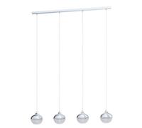 Eglo lampada a sospensione Mioglia 1, 3 luci, elegante, in | acciaio, plastica e graniglia, cromata, bianca, trasparente, per tavolo da pranzo e soggiorno con portalampada E14