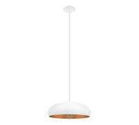 Eglo lampada a sospensione Mogano 1, fiamma, vintage, industriale, in | acciaio bianco e rame, lampada da tavolo da pranzo e soggiorno con portalampada E27