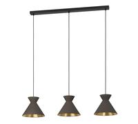 Lampadario Contemporaneo Nastasia 3 Luci Acciaio Nero
