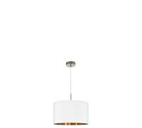 Eglo Lampada a sospensione Pasteri, 1 luce in tessuto, lampada a sospensione in acciaio e tessuto, colore: nichel opaco, bianco, rame, attacco: E27, diametro: 38 cm