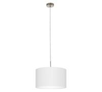 Eglo Lampadario a sospensione Pasteri Minimal Acciaio/Tessuto Nichel opaco Bianco 1 luce E27 Ø38 cm