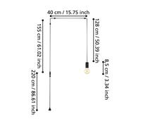 EGLO Pinetina - Lampada a sospensione, portalampada con cavo e spina, lampadario per tavolo da pranzo, per sala da pranzo in metallo nero, attacco E27
