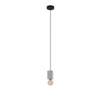 Eglo Lampada a Sospensione Prestwick 3 - Illuminazione a Luce Singola in Cemento Grigio e Metallo Nero - Lampada da Soggiorno Con Presa E27