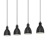 Eglo Lampada a sospensione Priddy, lampada da parete in design industriale vintage, industrial e retrò a quattro punti luce, acciaio nero e bianco, E27