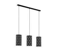 Eglo Lampada a sospensione Ramon, lampada a sospensione a 3 luci, lampada da soffitto in acciaio nero e bianco, lampada da tavolo da pranzo, lampada da soggiorno sospesa con attacco E27