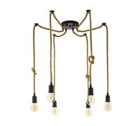 Eglo lampada a sospensione Rampside, lampadario vintage a 6 luci in stile | industriale, lampada a sospensione in acciaio, colore: nero, marrone, attacco: E27
