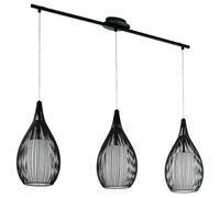 Eglo lampada a sospensione Razoni, lampada a sospensione moderna a 3 punti luce, acciaio, satinato, nero, E27