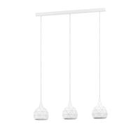Eglo Lampada a sospensione Roccaforte – 3 luci, acciaio bianco, portalampada E14 (97857)
