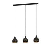 Eglo Lampada a sospensione Roccaforte, lampada a sospensione a tre punti luce, lampada a sospensione in acciaio, nero, oro, E14