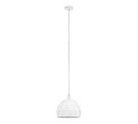 Eglo Roccaforte Lampada a Sospensione a 1 Luce, Attacco E27. Diametro 30 cm, in Acciaio, Bianco