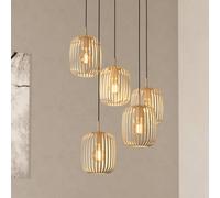 EGLO Romazzina Lampadario cluster a 5 luci per sala da pranzo in metallo color sabbia, lampada a sospensione con attacco E27