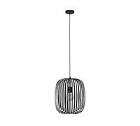 Eglo lampada a sospensione Romazzina, lampada sospesa per tavolo da pranzo a luce singola, illuminazione per sala da pranzo in metallo nero, attacco E27
