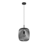 Eglo lampada a sospensione Romazzina, lampada sospesa per tavolo da pranzo a luce singola, illuminazione per sala da pranzo in metallo nero, attacco E27