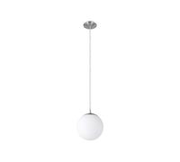 Eglo Lampada a sospensione Rondo, lampada a sospensione, lampada a sospensione in acciaio, nichel opaco, vetro opalino bianco opaco, attacco E27, Ø 20 cm