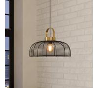 EGLO Roundham - Lampadario a 1 luce per il tavolo da pranzo, lampadario in stile industriale per sala da pranzo in ottone e metallo nero, lampadario con attacco E27, diametro 45 cm