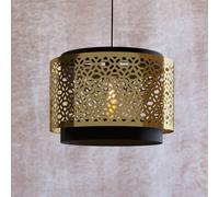 Lampadario A Sospensione Vintage Sandbach Acciaio Nero Ottone 1 Luce E27